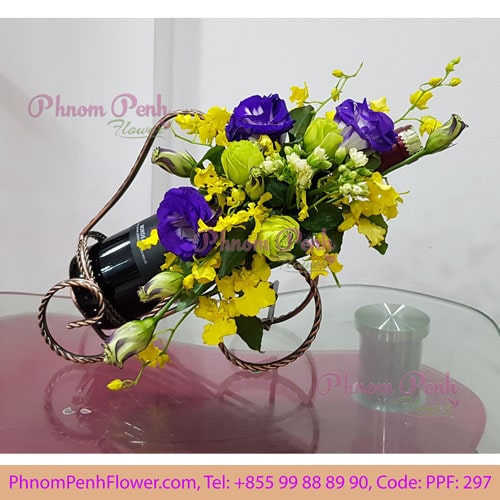 Flowers & Wine gift basket - PPF-297