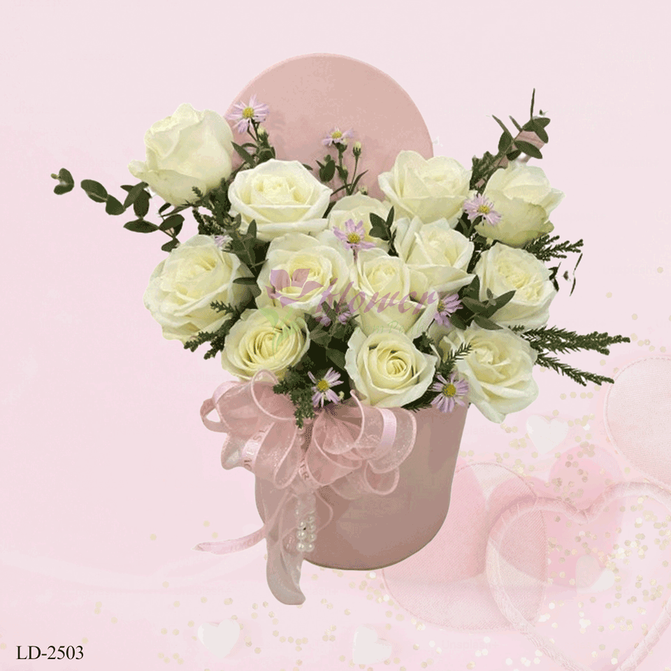 12 White rose in box - LD-2503