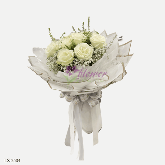 Dozen white roses bouquet