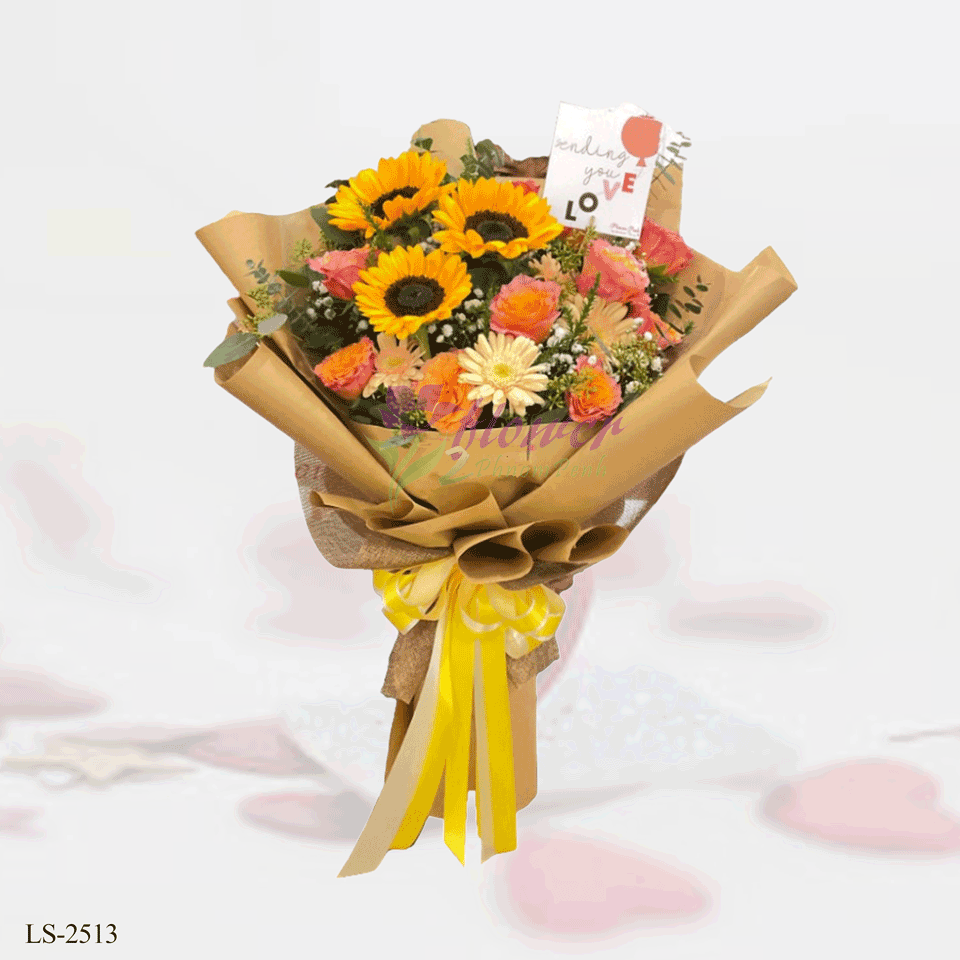 Mixed rose with sunflower bouquet