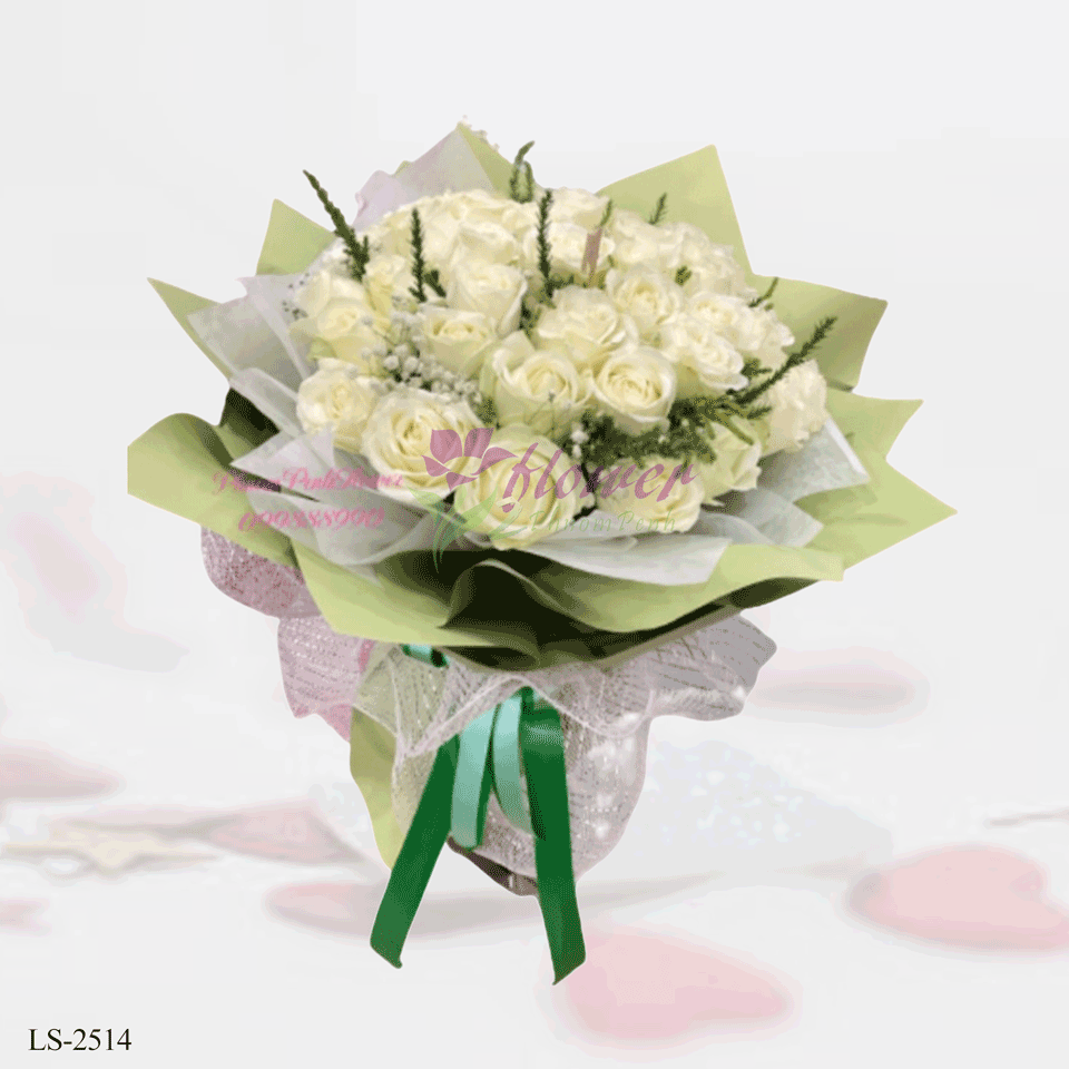 24 white rose bouquet